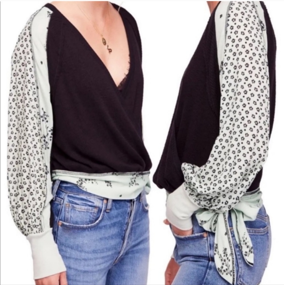 Free People Surplice floral blouse